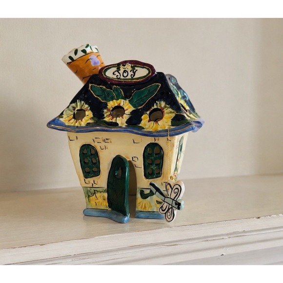 Blue Sky Other - Vtg Blue Sky Joy Ceramic Candle House Dragonfly Signed Heather Goldminc 2003